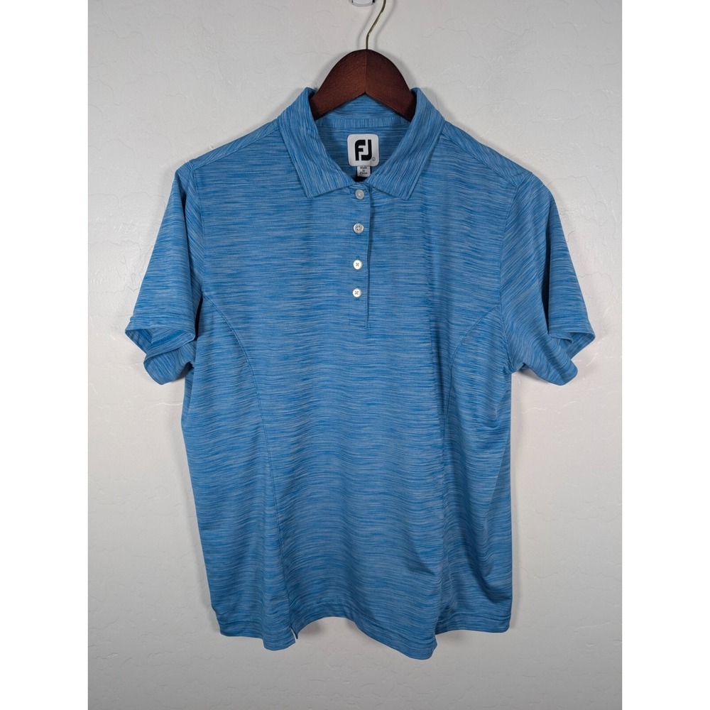 Footjoy Polo ‎ Women Large Shirt Top Blue 1/4 Button Up Stretch Athleisure Golf